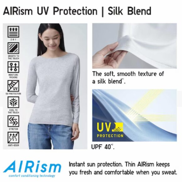 Uniqlo AIRism UV protection long sleeve t-shirt (black, women's size small) - Picture 7 of 8
